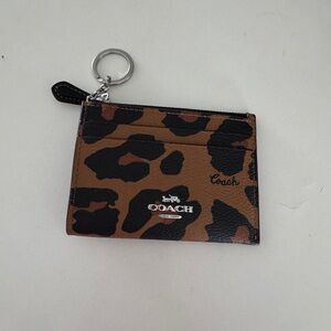 Coach Mini Skinny Id Case With Leopard Print